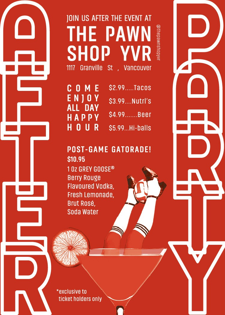The Indie League After Party ad for The Pawn Shop YVR